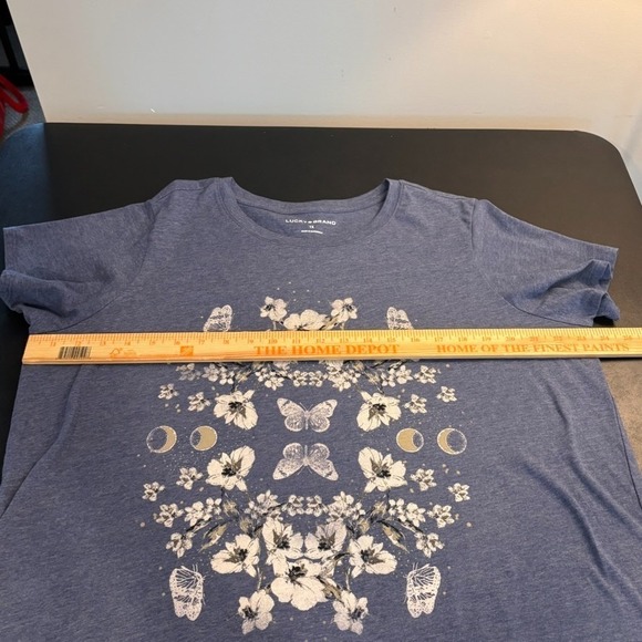 Lucky Brand Womens Blue Butterfly Graphic Print Short Sleeve Tee Size 1X boho - Picture 5 of 7